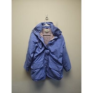 LL Bean Winter Warmer Jacket Womens Sz M Fleece-Lined Hooded Coat Purple Vintage